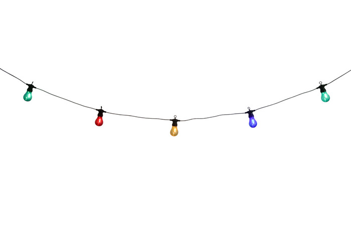 Partykjede med 10 LED-pærer i multifarger